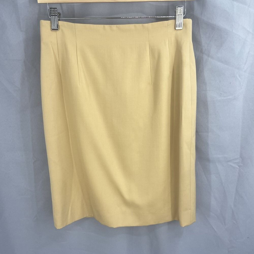 Luciano Barbera Tan Wool Lined Pencil Skirt Size 42 NWT US Size Small